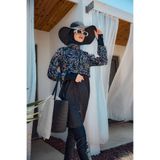Remsa Mayo Kadın Tam Kapalı Tesettür Mayo Hale R2505, Çiçekli Desen, Siyah, 2XL Beden Hale