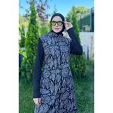 Remsa Mayo Kadın Tam Kapalı Tesettür Mayo, Siyah Beyaz Yaprak Deseni, S Beden Merve