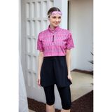 Remsa Mayo Kadın Tesettür Mayosu, Önü Kapaklı Kısa Kollu Yarı Kapalı, Siyah, 2XL Beden R5303