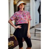 Remsa Mayo Kadın Tesettür Mayosu, Önü Kapaklı Kısa Kollu Yarı Kapalı, Siyah, 3XL Beden R5302