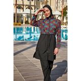 Remsa Mayo Kadın Tesettür Mayosu, Paraşüt Kumaş, Tam Kapalı Tasarım, Siyah, 3XL Beden Parachute Tam Kapalı Tesettür Mayo R4803 Şenay