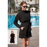 Remsa Mayo Kadın Tulum Spor Paraşüt Yarı Kapalı Tesettür Yüzücü Mayosu R100, Siyah, 2XL R100