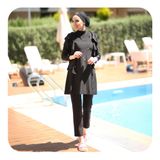 Remsa Mayo R033 Seda | Likralı Tam Kapalı Kadın Mayosu | Fırfırlı Dokuma Kumaş Tesettür Mayo (M), M