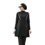 Remsa Mayo R034 Melek | 4'lü Su İtici Fırfırlı Dokuma Kumaş Tesettür Mayo| Likralı Tam Kapalı Kadın Mayosu (XL), XL