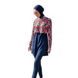 Remsa Mayo R113 Batik Tesettür Mayo | Su İtici Özellikli Kadın Mayosu | Tam Kapalı 3'lü Yarım Fermuarlı (M), M