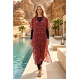 Remsa Mayo Remsa Tesettür Mayo Üzerine Tasarım Tek Kaftan Pareo Rdp26 Kırmızı