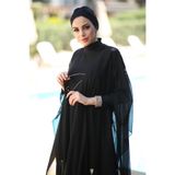 Remsa Mayo RP001 Kaftan Pareo | Tesettür Mayo Üzeri Desenli Kadın Plaj Kaftanı | Siyah Şık Kimono Pareo | Hafif Plaj Elbisesi | Deniz, Havuz ve Tatil Kullanımı İçin
