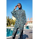 Remsa Mayo Tesettür Mayo Üzerine Tek Kaftan Kimono Pareo Rp011 İznik,Lacivert 2