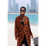 Remsa Mayo Tesettür Mayo Üzerine Tek Kaftan Kimono Pareo Rp015 Retro,Siyah 2