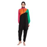 Remsa Paraşüt Desenli Tam Kapalı Tesettür Mayo Paraşüt Kumaş, Desenli Tasarım R121 Cansu (Siyah, XXL)