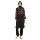 Remsa Paraşüt Tam Kapalı Tesettür Mayo Tüy Yaprak 2113 Funda (Siyah, 3XL)