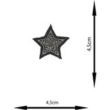 Remsatic Ütü Ile Yapışan Arma - Patch - Gümüş Siyah Renk Yıldız Modeli (4 Adet) (4,5cm x 4,5cm)