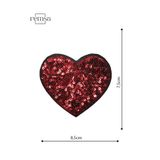 REMSATİC Ütü İle Yapışan Arma - Yama - Patch - Pullu Kalp Modeli Kırmızı Renk (8,5cm x 7,5cm)