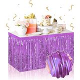 Remstdrk Kendinden Yapışkanlı Mor Metalize Püsküllü Masa Eteği – 75 X 275 Cm Parti Süslemesi