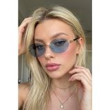 Ren Eyewear DERLA Metal Oval Kadın Güneş Gözlüğü Mavi Cam Detaylı UV400 Korumalı