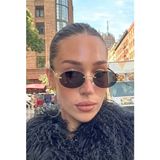 REN EYEWEAR DERLA Metal Oval Kadın Güneş Gözlüğü Siyah Kesme Cam | Gold Detaylı UV400 Korumalı Minimal Uv400