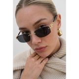 Ren Eyewear Derla Vers 2 Metal Saplı Dikdörtgen Kadın Güneş Gözlüğü Kesme Cam UV400 Korumalı - Siyah