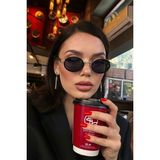 REN EYEWEAR Dina Round Güneş Gözlüğü Unisex siyah gold Oval Çerçeveli