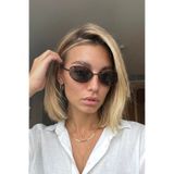 REN EYEWEAR Livela Küçük Oval Güneş Gözlüğü İnce Metal Çerçeveli Kahverengi Leopar Detaylı Clean Girl uv400