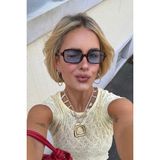 Ren Eyewear MİUX LEOPAR MAVİ KARE GÜNEŞ GÖZLÜĞÜ KADIN MODERN YENİ SEZON - Mavi