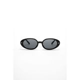 REN EYEWEAR Naomi Kadın Güneş Gözlüğü Oval Kapsül Parlak Siyah Gold Çizgi Detaylı Modern Şık Tasarım