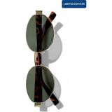 Ren Eyewear Select Frame Mıreva Metal Oval Kadın Güneş Gözlüğü | Gold Çerçeve UV400 Korumalı - Koyu Yeşil