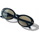 Ren Eyewear Siena Kadın Siyah Çerçeve Modern Popüler Oval Güneş Gözlüğü – Aksesuar Detaylı UV400 - Füme