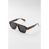 Ren Eyewear Vasta Kadın Güneş Gözlüğü Oversize Büyük Camlı Leopar Desenli 55 Ekartman Çift Köprülü Modern - Siyah