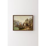 Ren Nehri'nde Düğün Alayı - Ahşap Desenli Çerçeve, Ceviz, 50 x 70