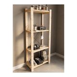 REN WOOD Modüler Ahşap Raf Sistemi | Genişletilebilir Masif Çam Açık Gardırop, Kiler Rafı, Giysi Rafı, Kitaplık ve Depolama Ünitesi 177x61x36