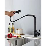 Rena Design Çift Modlu Spiralli Mutfak Evye Bataryası Siyah Renk Su Tasarruflu Paslanmaz Çelik