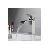 RENA DESIGN LAVABO BATARYASI INOX ŞELALE KARE GÖVDE EĞİMLİ HAVZA BANYO ARMATÜR ÇİFT GİRİŞ MUSLUK LÜKS MAT GRİ