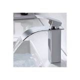 RENA DESIGN LAVABO BATARYASI KROM ŞELALE KARE GÖVDE EĞİMLİ HAVZA BANYO ARMATÜR ÇİFT GİRİŞ MUSLUK LÜKS ERGONAMİK