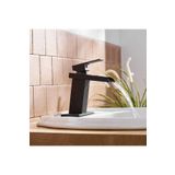 RENA DESIGN LAVABO BATARYASI MAT SİYAH ŞELALE KARE GÖVDE EĞİMLİ HAVZA BANYO ARMATÜR ÇİFT GİRİŞ LÜKS ERGONAMİK