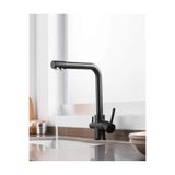 RENA DESIGN SİYAH ARITMALI MUTFAK EVİYE BATARYASI 3 YOLLU L BORU LÜX SU TASARUFLU MUSLUK GARANTİLİ (2 Yıl)