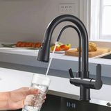 Rena Design Siyah Arıtmalı Spiralli Mutfak Evye Bataryası Tezgah Montajlı Paslanmaz Çelik Malzeme