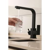 RENA DESIGN SİYAH KARE ARITMALI MUTFAK EVİYE BATARYASI 3 YOLLU L BORU LÜX SU TASARUFLU MUSLUK GARANTİLİ