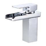 Rena Krom Kare Lavabo Bataryası Yeni Şelale Model Yüksek Kalite Lüks Lavabo Musluğu Çift Girişli Armatür