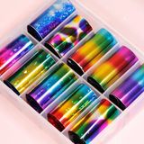 Renas Store 10LU Tırnak Süsleme Folyosu Parlak Holografik Geometri Dizayn Nail Art Transfer Folyo WNF-027