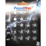 Renas Store 20 x Poundmax Ag3 LR41 LR736 / L736 / G3 / G3A / 3ga / 192 / GP192 / V3GA / RW87 1.5V Poundmax Alkalin Düğme Piller Küçük Elektronik Ev Aletleri, Araba Anahtarları, Ölçüm Cihazları
