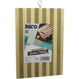 Renas Store 22 x 32 x 1.4cm Beyaz Çizgili Ahşap Bambu Kesim Panosu - Kesme Tahtasi Metal Kulplu (5528)