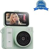 Renas Store 2k Mini Dijital Retro Video Kamera Flaşlı Dijital Vlog Mini Fotoğraf Makinesi Türkçe Menü Yeşil