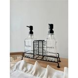 Renas Store 2’li Metal Standlı Cam Sıvı Sabun ve Sabunluk 500 ml Siyah