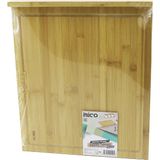 Renas Store 38X45CM Ahşap Bambu Kesim Panosu - Kesme Tahtası Tezgah Üstü Kanallı - Kenar Destekli