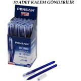 Renas Store 50 Adet Pensan Büro Mavi Tükenmez Kalem M-Medium - 1.0mm Uç (5528)