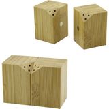 Renas Store 5X5CM--Y:7CM 2pcs Miknatisli Ikiz Ahşap Bambu Baharatlik - Tuzluk (5528)