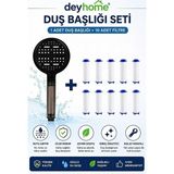Renas Store 6 Fonksiyonlu Filtreli Duş Başlığı – Basınç Artırıcı Çok Modlu Duş Sistemi + 10 Adet Yedek Filtre | Kireç Önleyici Su Tasarruflu Duş Başlığı Seti (Siyah)