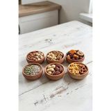 Renas Store 6 Parça Doğal Kayın Ağacı Ahşap Çerezlik Kaseler - 10 cm Kahvaltılık ve Mezze Sosluk Seti