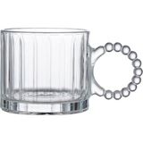 Renas Store 6'lı Cam Boncuk Kulplu Bardak Seti – 130 ml Şeffaf Kupa Bardak, Çay Kahve Su Meşrubat Için Şık ve Dayanıklı Tasarım