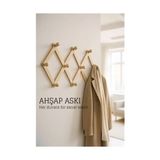 Renas Store Ahşap Akordeon Duvar Askısı - Dekoratif, Çok Amaçlı, 10 Kancalı Akıllı Askılık 722371